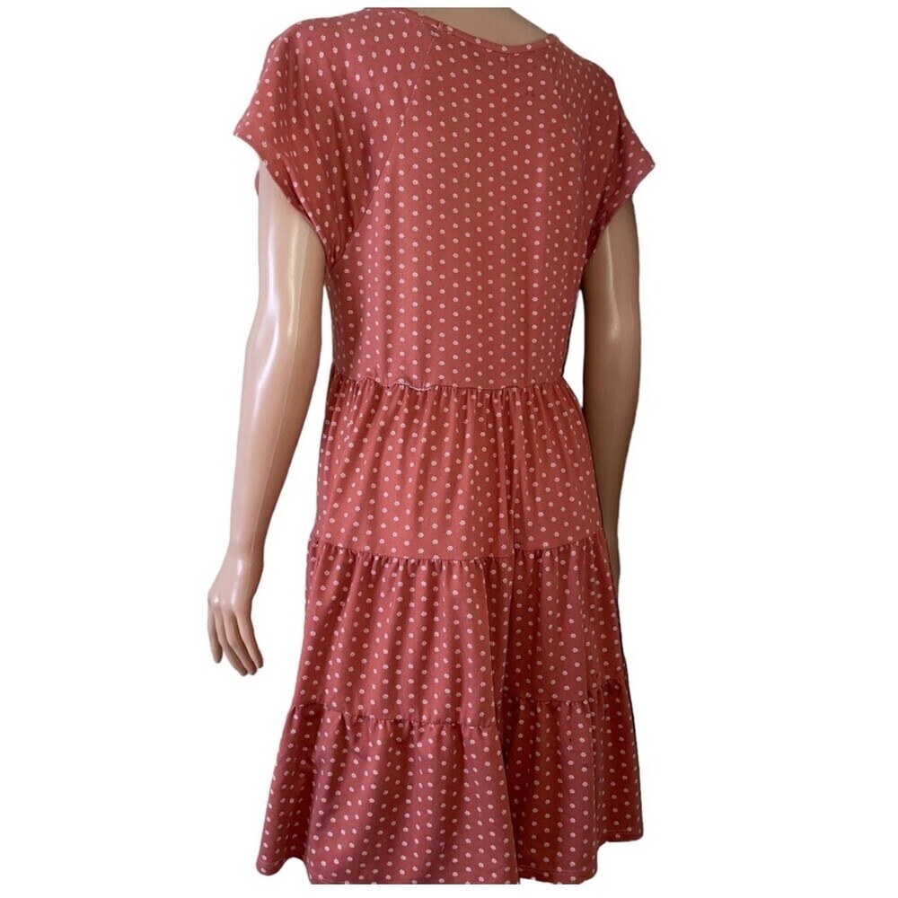 Urban Outfitteres tiered dress rust orange floral print V-neck above knee SZ LG - Picture 8 of 12